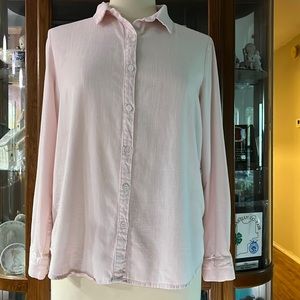 PRETTY LIGHT PINK LONG SLEEVE BUTTON-DOWN LINEN SHIRT
